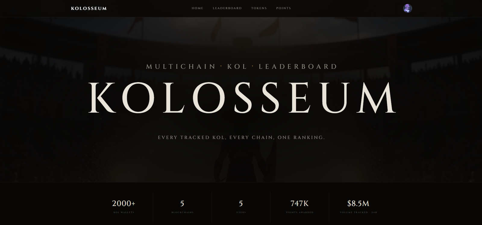 Screenshot of the Kolosseum website